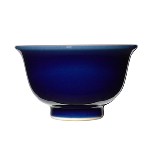 景德1004 匣钵装坯松柴窑烧传统原矿釉高温霁蓝压手杯主人杯120ml