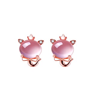 生肖灵蛇耳钉女粉红色耳环2024新款爆款轻奢高级感蛇年本命年耳饰