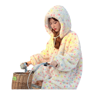 Bananagirl白鹿同款睡衣女冬新款珊瑚绒睡袍加厚大码保暖家居服套