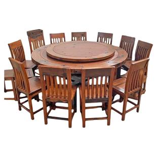 老船木大圆桌实木桌子新款大户形餐厅成套高端家具新中式工厂直销