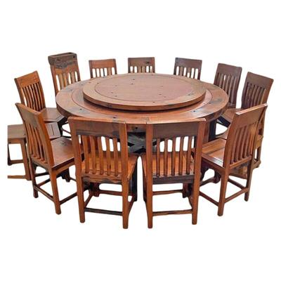 老船木大圆桌实木桌子新款大户形餐厅成套高端家具新中式工厂直销