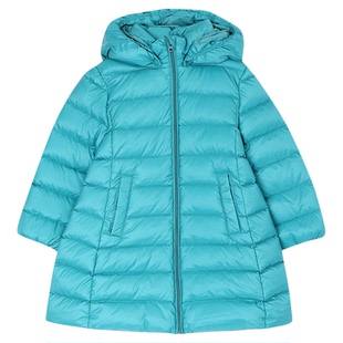 允儿妈女童冬季小众简约长款羽绒服 宝宝90白鸭绒羽绒外套上衣潮