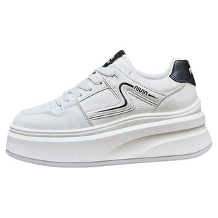 真皮小个子厚底松糕鞋女2025新款爆款增高鞋配阔腿裤不累脚小白鞋