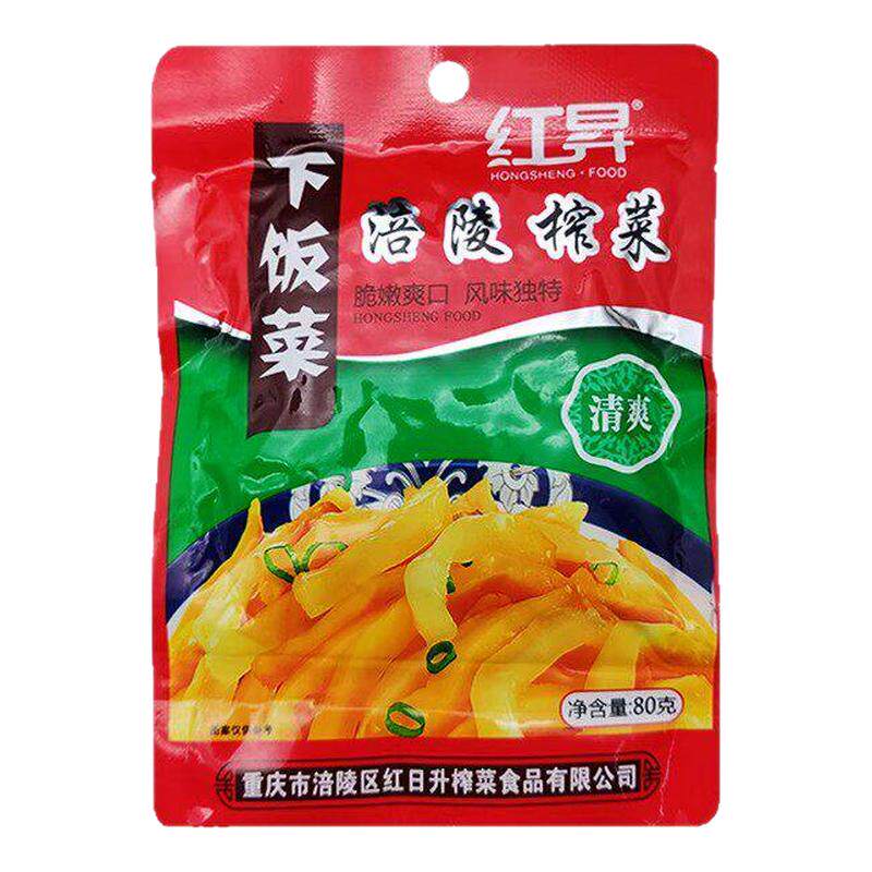 红昇重庆涪陵榨菜52g鲜脆爽口去皮鲜嫩榨菜丝清淡开胃佐餐下饭菜