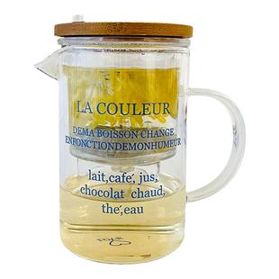 玻璃杯ins风字母泡茶杯家用办公室一键过滤茶水分离沏茶杯子套装