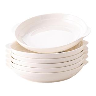 陶瓷双耳菜盘深盘家用鲍鱼盘窝盘蒸鸡蛋羹盘子专用菜碗焗饭店商用