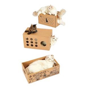 猫科男原创猫抓板耐磨不掉屑一体猫窝猫咪纸箱屋瓦楞纸盒子猫玩具