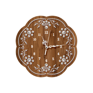 中古风挂钟客厅2026新款轻奢高级感可摆桌上diy珍珠镶嵌静音时钟