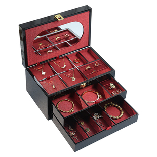 新婚礼物黄金首饰盒高档精致大容量多层珠宝箱老铺五金饰品收纳盒