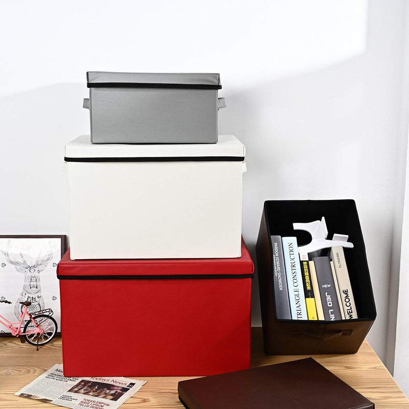 皮革收纳箱可折叠收纳盒大号折叠被子整理储物箱搬家收纳箱有盖