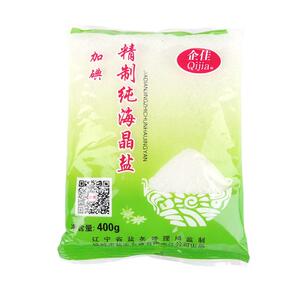 企佳海盐粗盐食用盐无抗结剂加碘盐家用盐巴牛排小包装400g*6袋装
