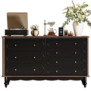 法式中古风全实木斗柜主卧室美式家具床头床尾组合收纳储物抽屉柜