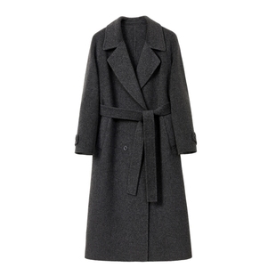 蓝语大码高级感全羊毛灰色双面呢大衣2025冬气质轻奢毛呢子外套女