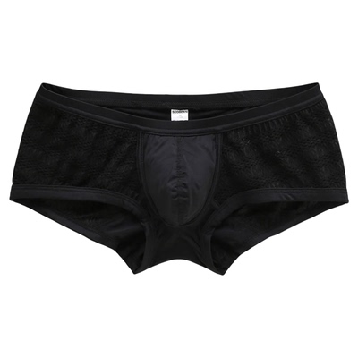 男士奢华弹力蕾丝网纱半透明内裤