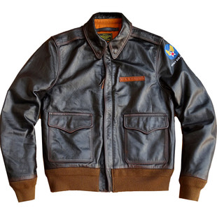 大逃亡A2飞行服水洗做旧美式复古柔化茶芯小幼马皮皮衣男