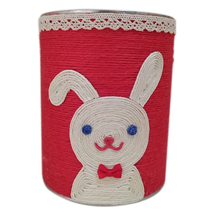 新品卡通兔子新年幼儿园手工奶粉罐变废为宝花盆环保创意亲子作业