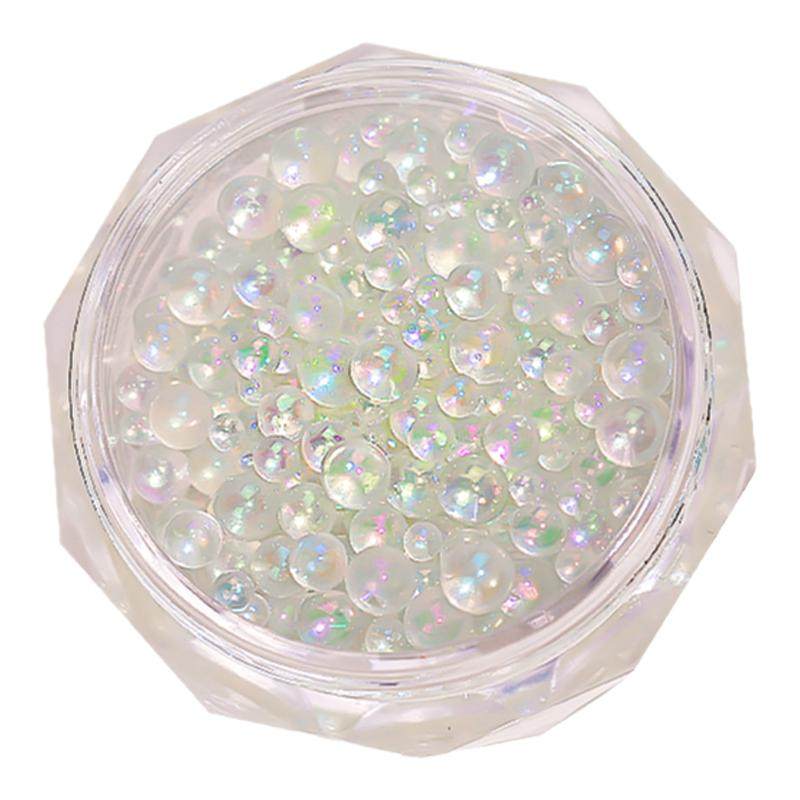 美甲极光泡泡珠子混装大小幻彩圆透明水晶球微珠网红指甲钻装饰品