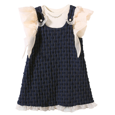 女童连衣裙夏季薄款背带飞袖花边