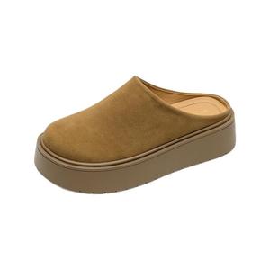 真皮~厚底增高勃肯拖鞋女外穿超火懒人包头半拖鞋大码女鞋41到43