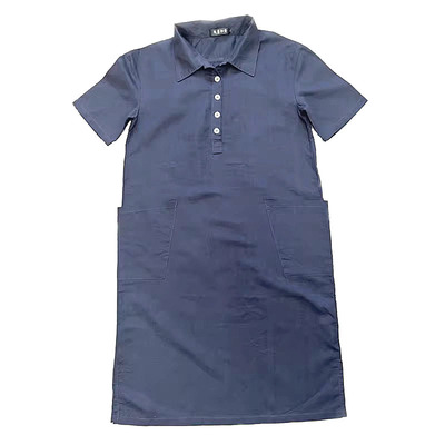 亚麻棉加肥文艺五分袖开叉裙子