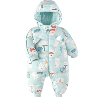 巴拉巴拉宝宝羽绒连体衣婴儿外出服加厚抱衣冬装新款男童女童保暖