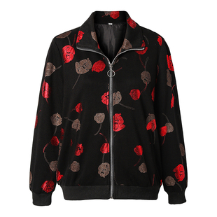 中老年女装春秋短款外套新款妈妈装夹克衫翻领上衣女士春秋外套女