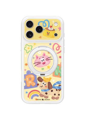 彩色快乐狗狗适用苹果17Promax手机壳新款iPhone16Pro磁吸保护套Do9带支架支点ip15可爱高级感14超薄13pm全包