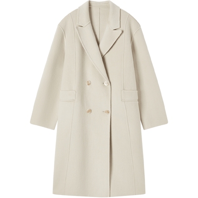 爱居兔气质时尚双面呢大衣