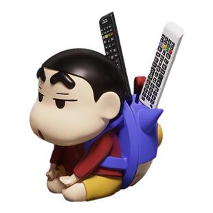 卡通蜡笔小新遥控器收纳盒摆件办公室工位桌面笔筒装饰品乔迁礼品