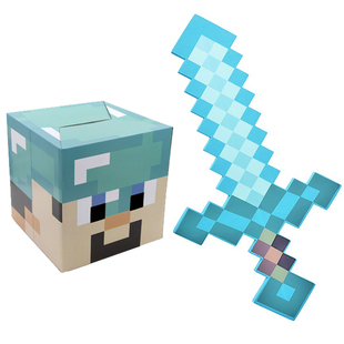 我的世界游戏剑周边玩具泡沫剑钻石剑镐刀史蒂夫头套武器装扮模型