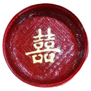 迳达九天喜萝结婚喜庆嫁妆订婚满月搬家簸箕竹编制品金箩手工竹编