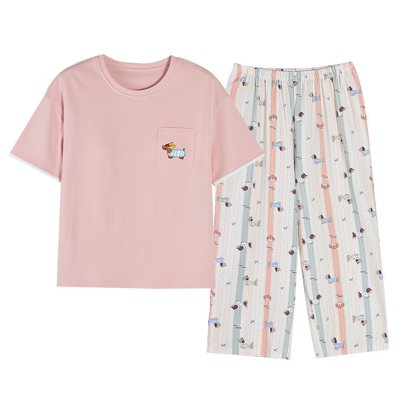 女士纯棉睡衣夏季新款家居服套装