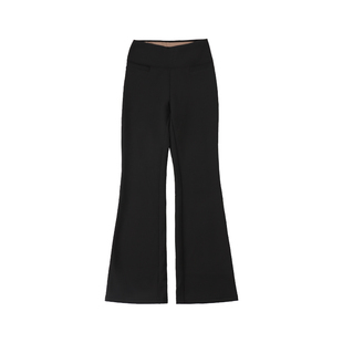 Tabio加绒喇叭裤女秋冬高腰显瘦黑色裤子鲨鱼裤口袋微喇裤女新款