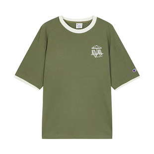 Champion短袖男2026春季新款拼色纯棉T恤女时尚休闲清爽情侣装潮