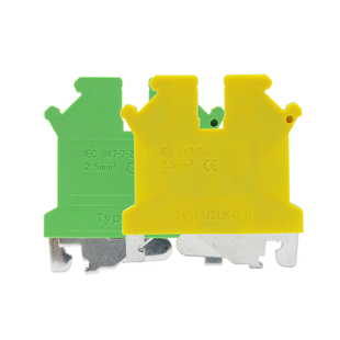 USLKG-2.5N/3N/5N/6N/10mm平方黄绿接地端子排UK导轨式试验端子PE