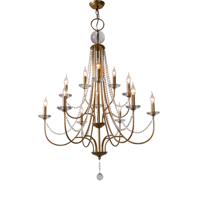 美式别墅复式楼梯客厅水晶大吊灯