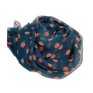 秋冬新款黑白圆点丝巾复古波点丝巾乔其纱百搭水玉点点丝巾加大款