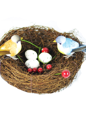 鸟窝藤编仿真鸟泡沫蛋布景客厅