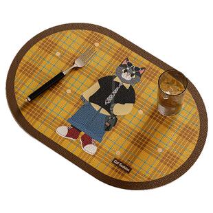 喵吉先生中古风西餐垫防水防油隔热防烫免洗可擦高级感儿童碗盘垫