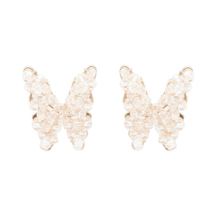STANDii手作 甜美蝴蝶图案耳钉立体水晶编织耳环女仙气复古温柔
