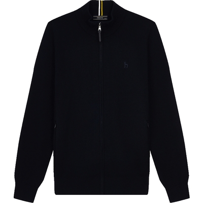 Hazzys哈吉斯秋季男立领羊毛混纺针织衫外套休闲保暖开衫毛衣上衣