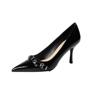 宽胖脚高跟鞋尖头黑色气质不累脚前掌加宽大码女鞋配裙子2026新款