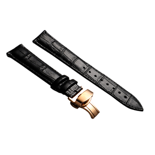 新款快拆式手表带开关生耳头层牛皮真皮鳄鱼蝴蝶扣针扣男女士通用