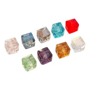 极光炫彩方糖水晶珠子散珠6mm手工DIY手链项链串珠材料饰品配件