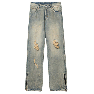 iconslab脚口拉链vibe风牛仔裤