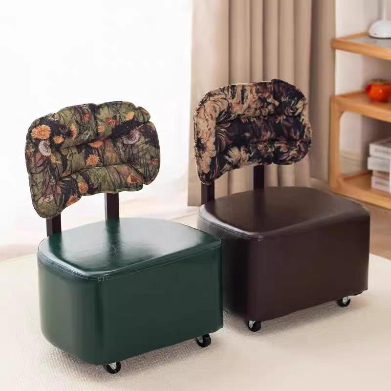 可旋转椅子单人靠背滑轮小凳子客厅沙发阳台休闲凳方板凳实木墩子