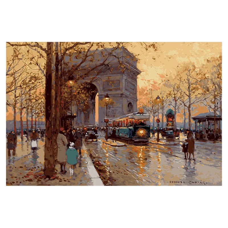 数字油画diy填充手绘手工涂画画填色油彩画丙烯客厅装饰画 凯旋门