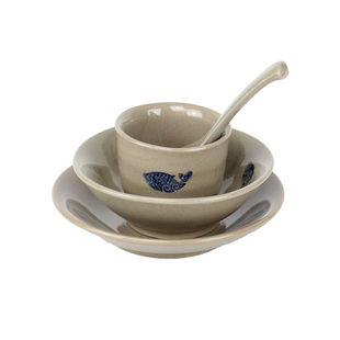 复古土陶火锅店摆台四件套串串香餐厅饭店碗碟碗盘勺杯餐具套装