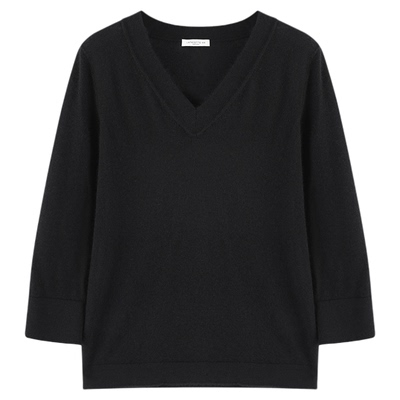 LAFAYETTE148/拉飞逸轻薄V领羊绒针织上衣
