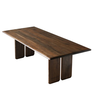 朴室侘寂风北欧意式中古风复古法国橡木烟熏家具实木岛台原木餐桌